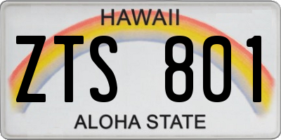 HI license plate ZTS801