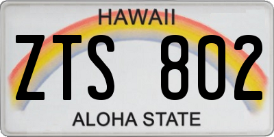 HI license plate ZTS802