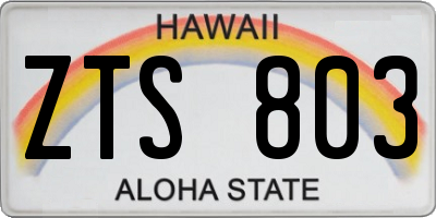 HI license plate ZTS803