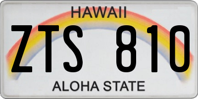 HI license plate ZTS810