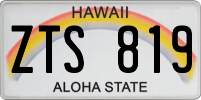 HI license plate ZTS819