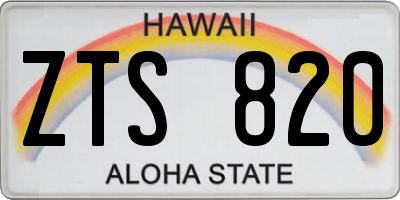 HI license plate ZTS820