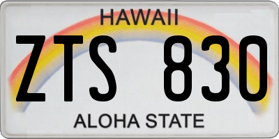 HI license plate ZTS830