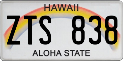 HI license plate ZTS838