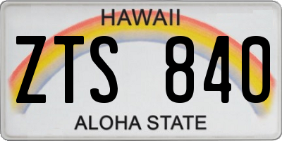 HI license plate ZTS840