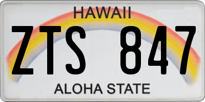 HI license plate ZTS847