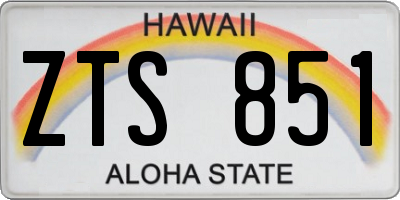 HI license plate ZTS851