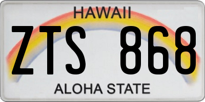 HI license plate ZTS868