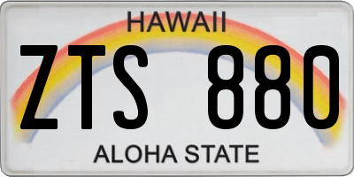 HI license plate ZTS880