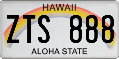 HI license plate ZTS888