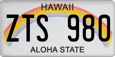 HI license plate ZTS980