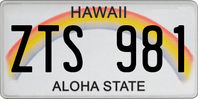 HI license plate ZTS981