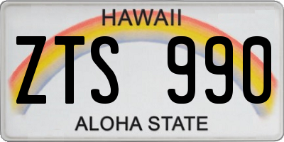 HI license plate ZTS990