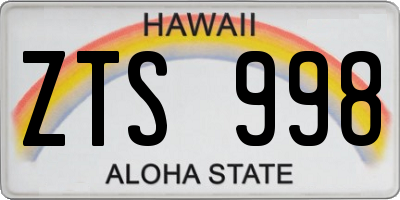 HI license plate ZTS998