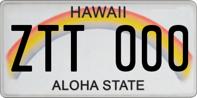 HI license plate ZTT000