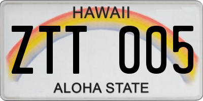 HI license plate ZTT005