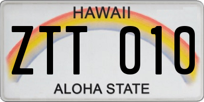 HI license plate ZTT010