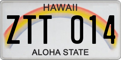 HI license plate ZTT014