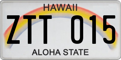 HI license plate ZTT015