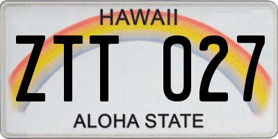 HI license plate ZTT027