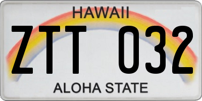 HI license plate ZTT032