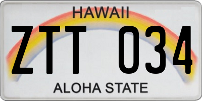 HI license plate ZTT034