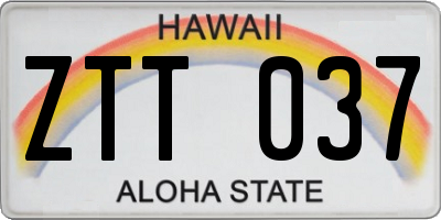 HI license plate ZTT037