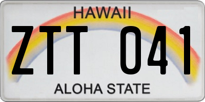 HI license plate ZTT041