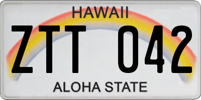 HI license plate ZTT042