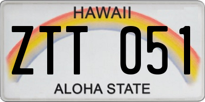 HI license plate ZTT051