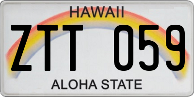 HI license plate ZTT059