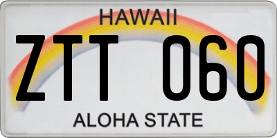 HI license plate ZTT060