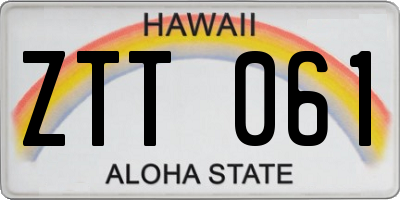 HI license plate ZTT061