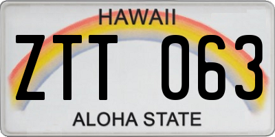 HI license plate ZTT063