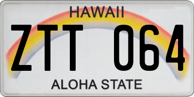 HI license plate ZTT064