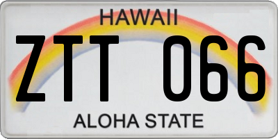 HI license plate ZTT066