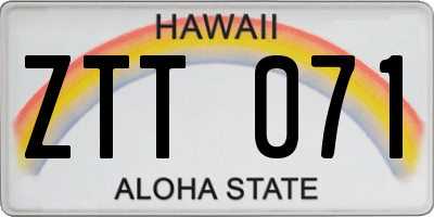 HI license plate ZTT071