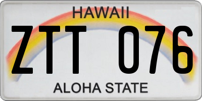 HI license plate ZTT076