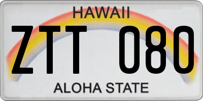 HI license plate ZTT080