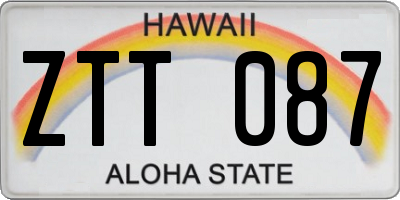 HI license plate ZTT087