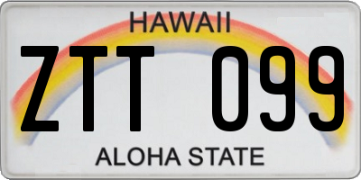 HI license plate ZTT099