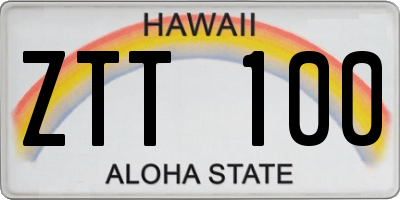 HI license plate ZTT100