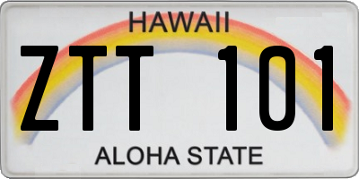 HI license plate ZTT101