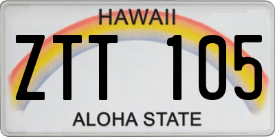HI license plate ZTT105