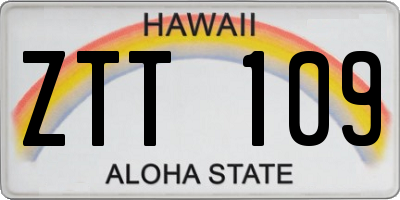 HI license plate ZTT109