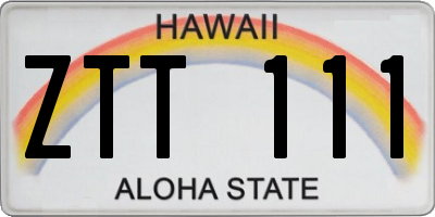 HI license plate ZTT111