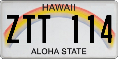 HI license plate ZTT114