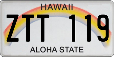 HI license plate ZTT119