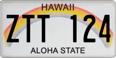 HI license plate ZTT124