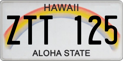 HI license plate ZTT125